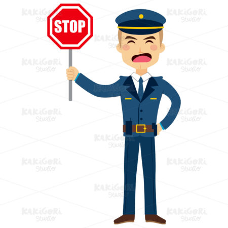 Policeman Stop Sign Clipart Vector Illustration 03002