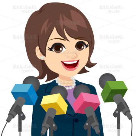 Politician Woman Press Conference Clipart Vector Illustration 04342