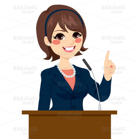 Politician Woman Speaking Clipart Vector Illustration 02644