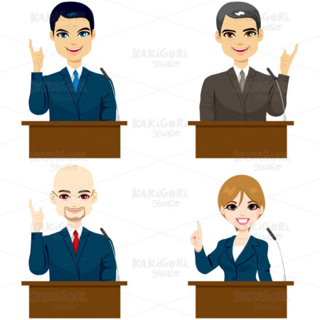 Politicians Speaking Clipart Vector Illustration 01597