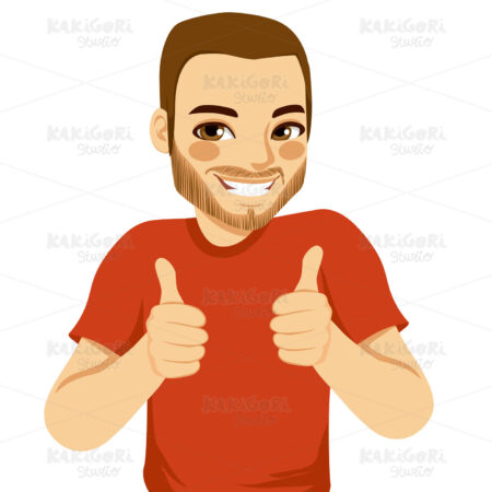 Positive Thumbs Up Man Clipart Vector Illustration 02046