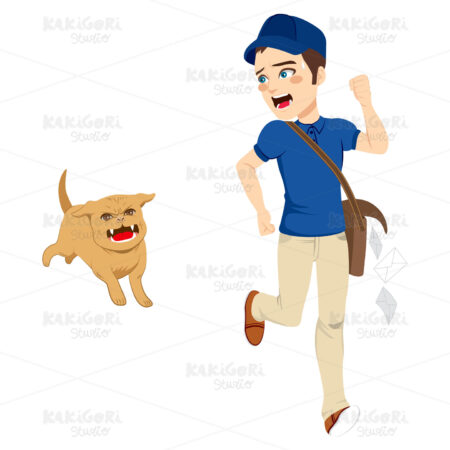 Postman Running Dog Clipart Vector Illustration 02507
