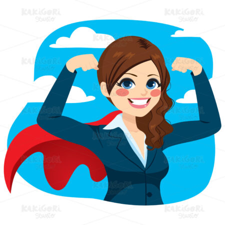 Powerful Super Businesswoman Clipart Vector Illustration 04316