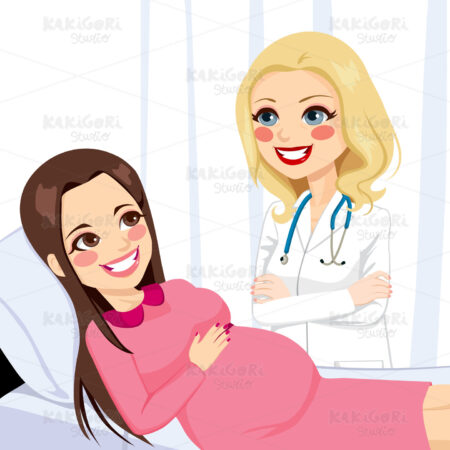 Pregnant Woman Doctor Visit Clipart Vector Illustration 01836