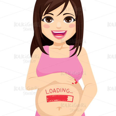 Pregnant Woman Loading Baby Growing Clipart Vector Illustration 05093
