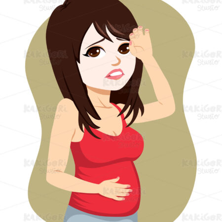 Pregnant Woman Suffering Anemia Clipart Vector Illustration 04996