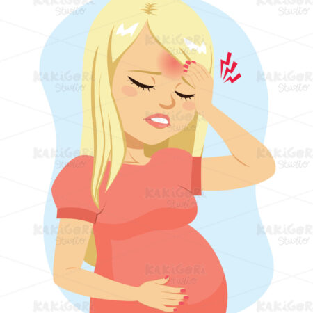 Pregnant Woman Suffering Migraine Clipart Vector Illustration 04993