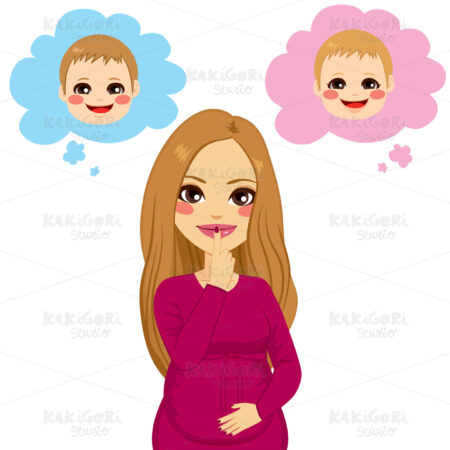 Pregnant Woman Wondering Clipart Vector Illustration 02429