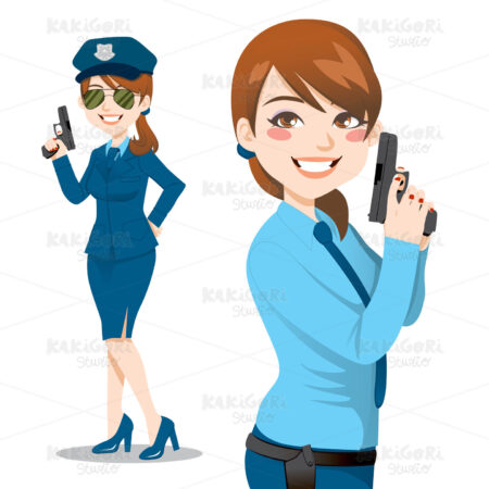 Pretty Police Woman Clipart Vector Illustration 00798