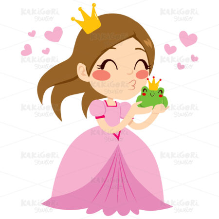 Princess Kissing Frog Clipart Vector Illustration 01638