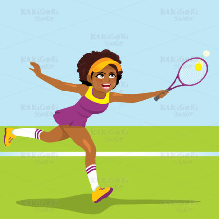 Professional Tennis Woman Player Clipart Vector Illustration 04564