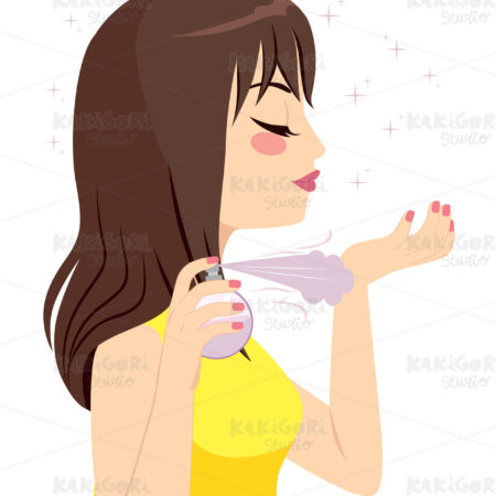 Profile Woman Applying Perfume Wrist Clipart Vector Illustration 05136