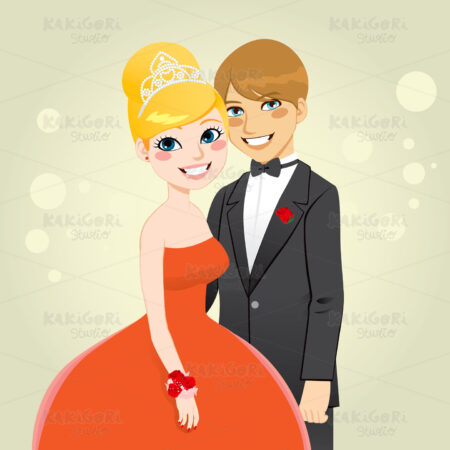 Prom Queen and King Clipart Vector Illustration 00880