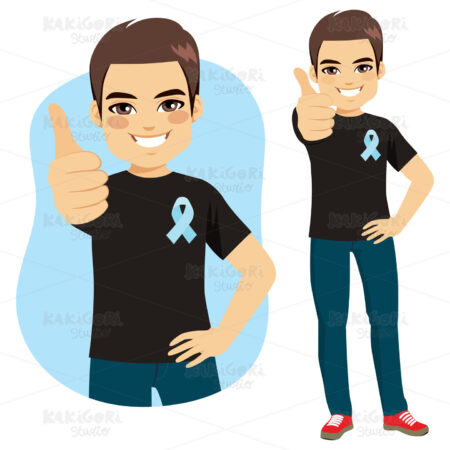 Prostate Cancer Blue Ribbon Man Clipart Vector Illustration 04299
