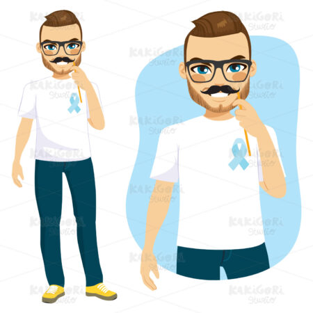 Prostate Cancer Positive Man Clipart Vector Illustration 04298