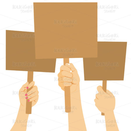 Protest Banner Arms Clipart Vector Illustration 03797