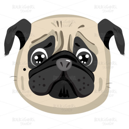 Pug Portrait Avatar Clipart Vector Illustration 03826