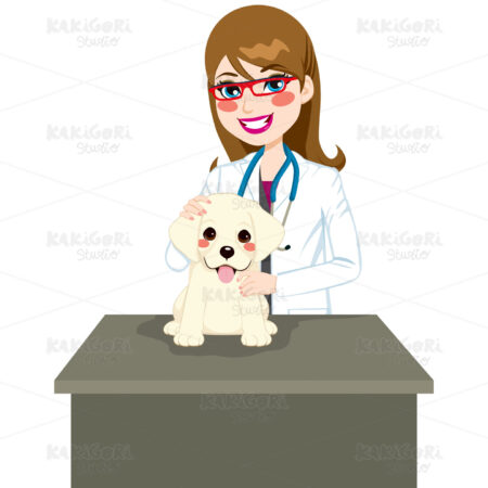 Puppy Visiting Veterinarian Clipart Vector Illustration 01540