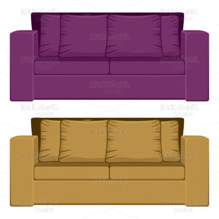 Purple And Camel Sofa Clipart Vector Illustration 01513