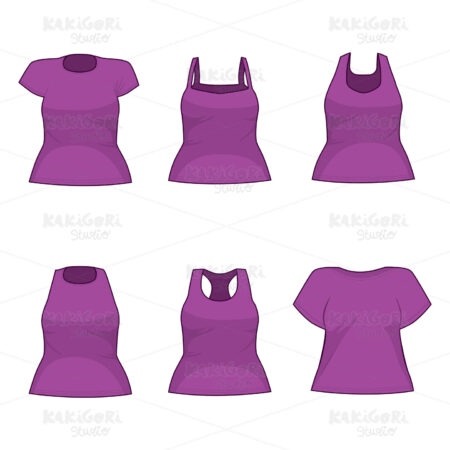 Purple Shirt Women Collection Clipart Vector Illustration 04240