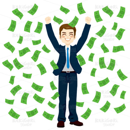 Raining Money Businessman Clipart Vector Illustration 01551