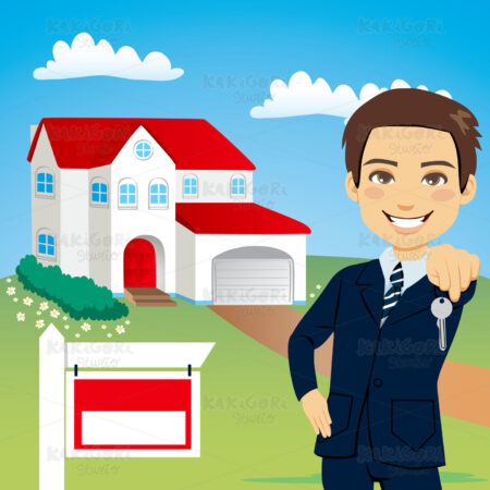Real Estate Agent Clipart Vector Illustration 00894