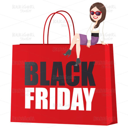 Red Black Friday Bag Clipart Vector Illustration 04385