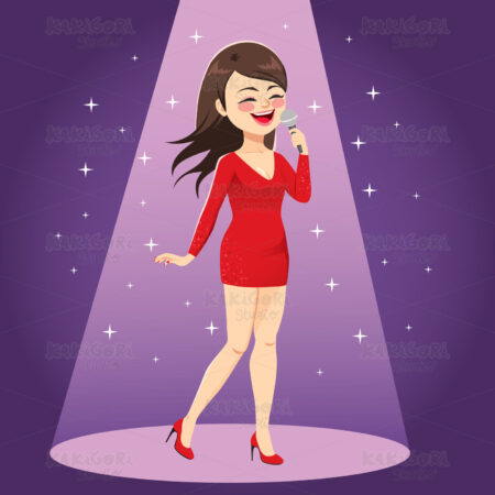 Red Fashion Singer Clipart Vector Illustration 04372