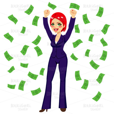 Red Haired Successful Business Woman Clipart Vector Illustration 02032