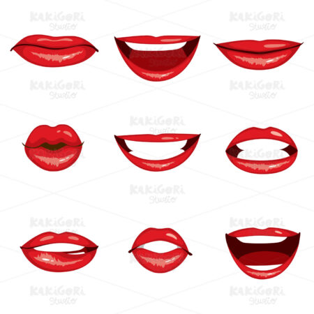 Red Lips Set Collection Clipart Vector Illustration 04059