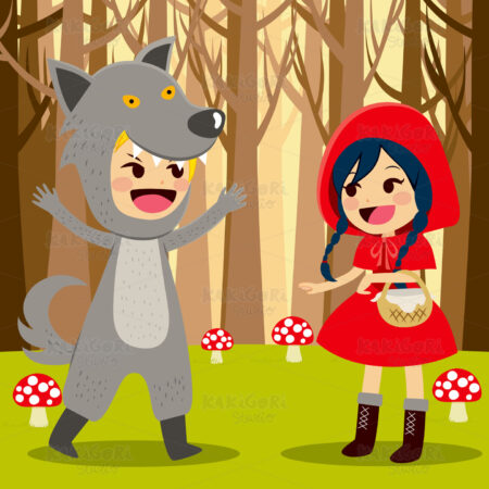 Red Riding Hood Forest Clipart Vector Illustration 02671