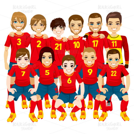 Red Soccer Team Clipart Vector Illustration 01568