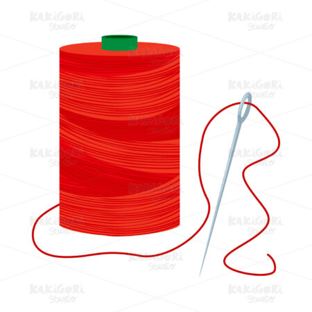 Red Thread Spool With Needle Clipart Vector Illustration 01709