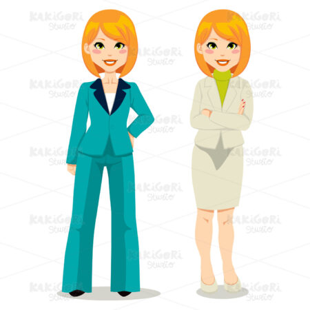 Redhair Business Woman Clipart Vector Illustration 00651