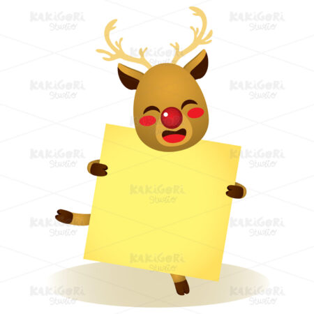 Reindeer Christmas Banner Clipart Vector Illustration 04449