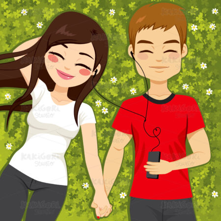 Relaxed Couple Music Clipart Vector Illustration 02769