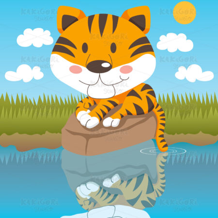 Relaxed Tiger Clipart Vector Illustration 00486