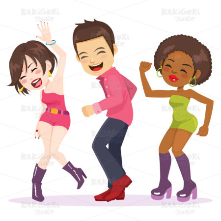 Retro Disco Dancing People Clipart Vector Illustration 04815