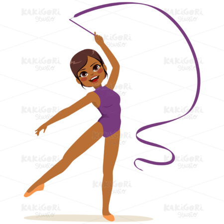 Ribbon Gymnastics Woman Clipart Vector Illustration 04117