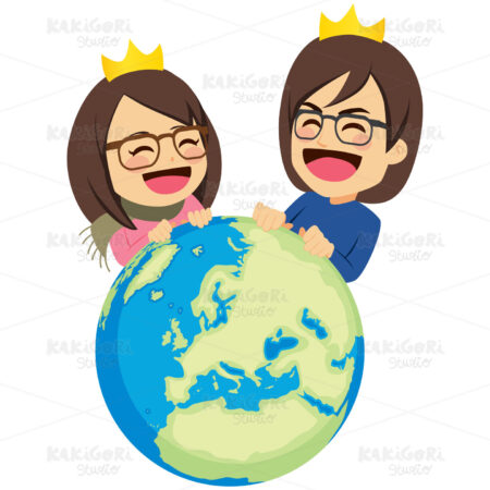 Rich Couple Rule The World Clipart Vector Illustration 03970
