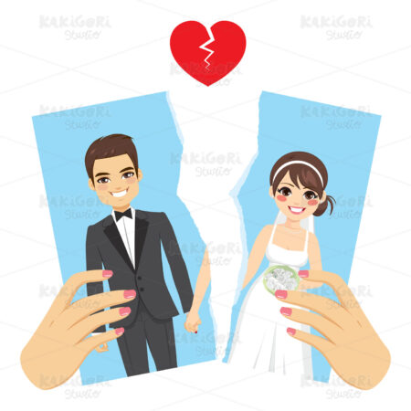 Ripped Photo Divorce Concept Clipart Vector Illustration 04034