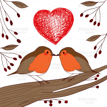 Robin Birds In Love Clipart Vector Illustration 01985