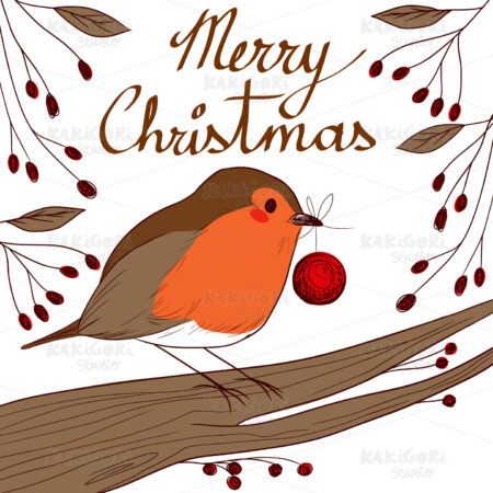 Robin With Red Bauble Clipart Vector Illustration 01919