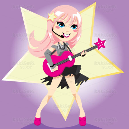 Rockstar Girl Clipart Vector Illustration 00574