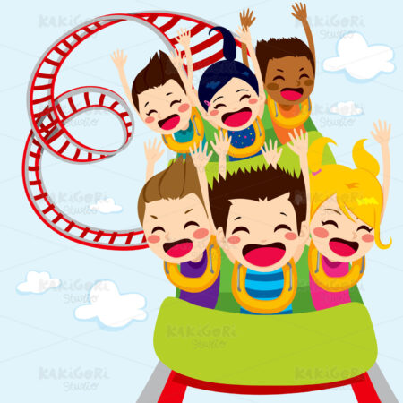 Roller Coaster Children Clipart Vector Illustration 01158