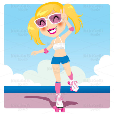 Roller Skater Girl Clipart Vector Illustration 00899