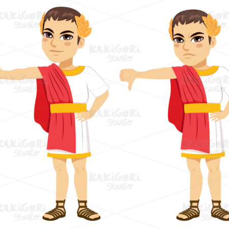 Roman Caesar Positive Negative Thumb Clipart Vector Illustration 05069