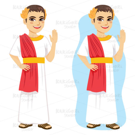 Roman Citizen Man Saluting Clipart Vector Illustration 05067