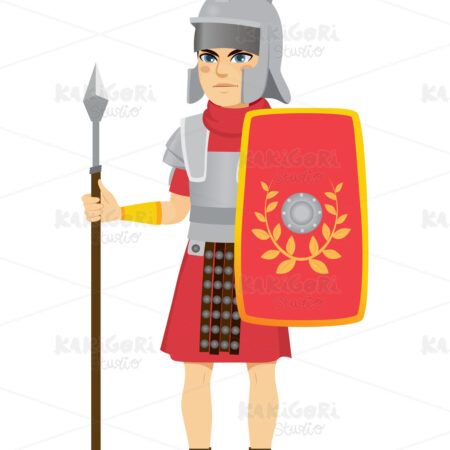 Roman Legionary Soldier Spear Clipart Vector Illustration 05087