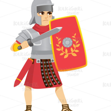 Roman Legionary With Sword Clipart Vector Illustration 05119